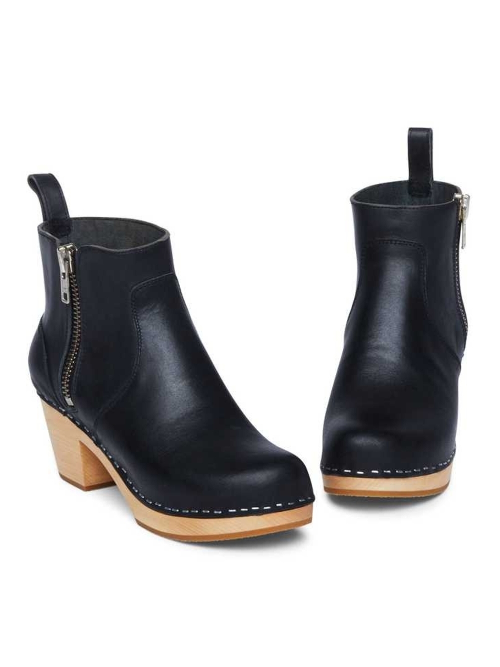 Swedish Hasbeens Emy Zip It Clog Booties